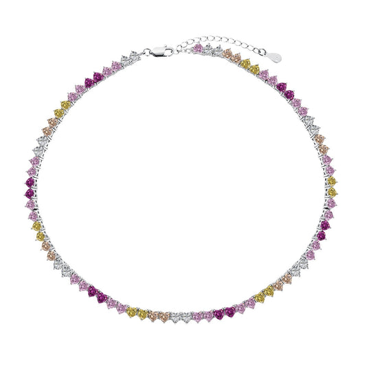 [Lumi Jewellery]Sparkling Colorful Full Heart Tennis Necklace