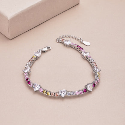 [Lumi Jewellery]Romantic Heart Shape Round Cut Lover Bracelet