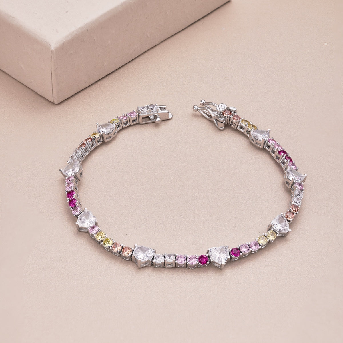 [Lumi Jewellery]Romantic Heart Shape Round Cut Lover Bracelet
