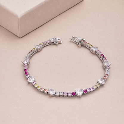 [Lumi Jewellery]Romantic Heart Shape Round Cut Lover Bracelet