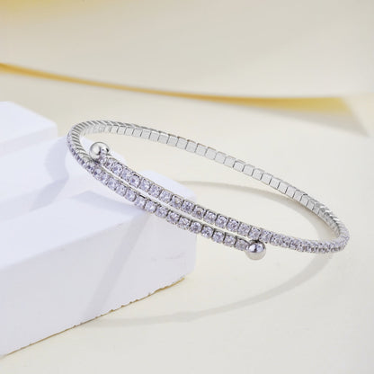 [Lumi Jewellery]Row of Diamonds Round Fashion Bracelet
