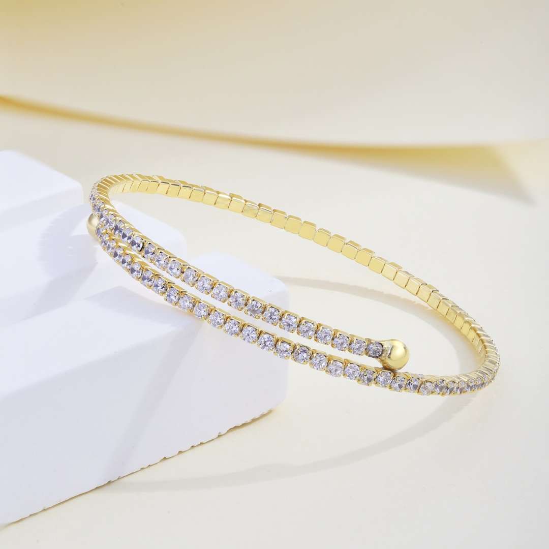 [Lumi Jewellery]Row of Diamonds Round Fashion Bracelet