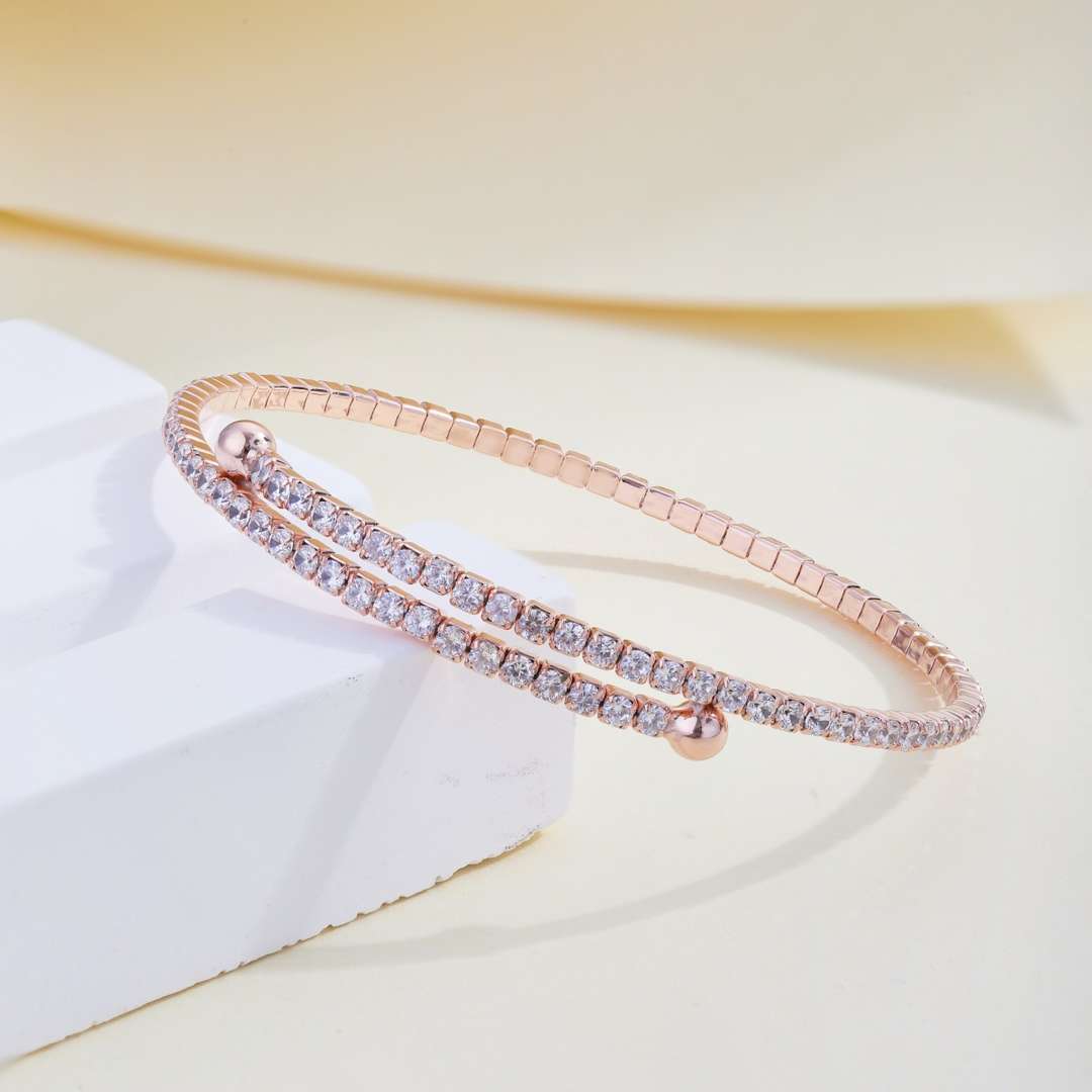 [Lumi Jewellery]Row of Diamonds Round Fashion Bracelet