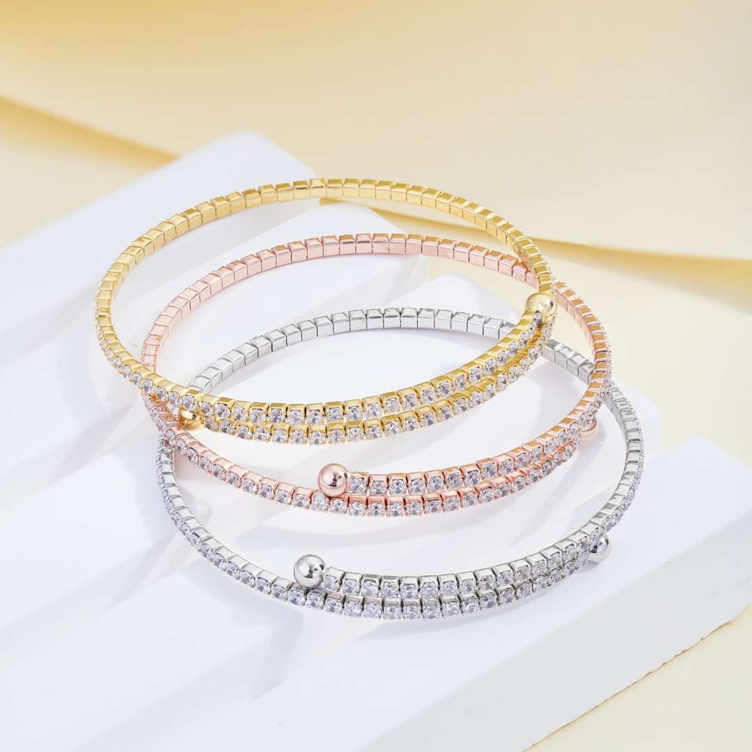 [Lumi Jewellery]Row of Diamonds Round Fashion Bracelet
