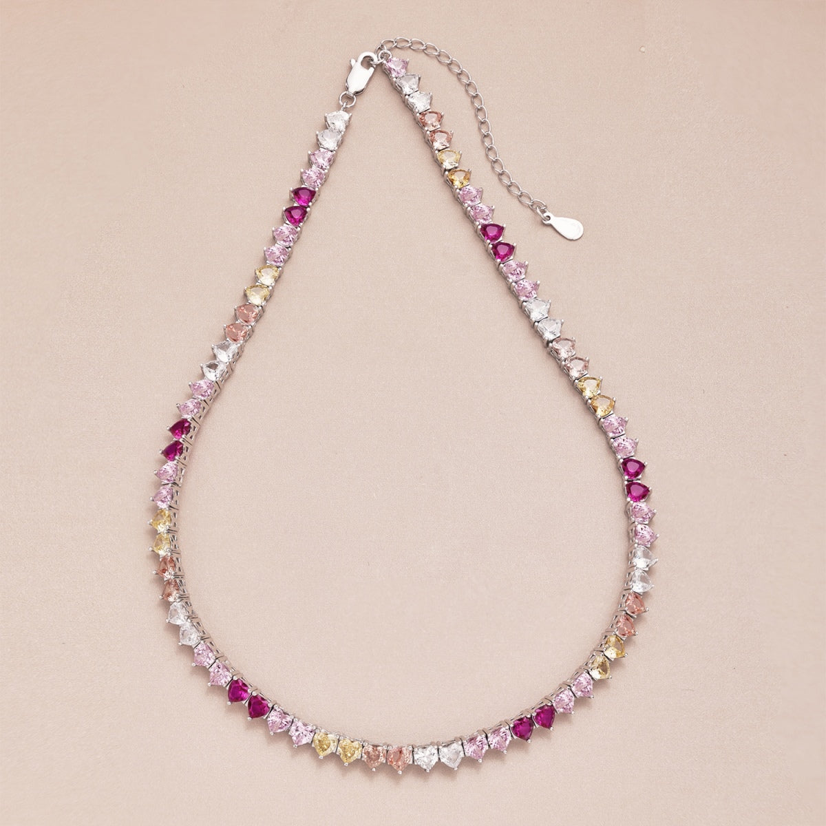 [Lumi Jewellery]Sparkling Colorful Full Heart Tennis Necklace
