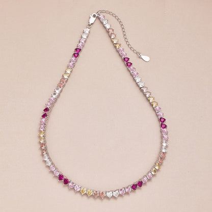 [Lumi Jewellery]Sparkling Colorful Full Heart Tennis Necklace