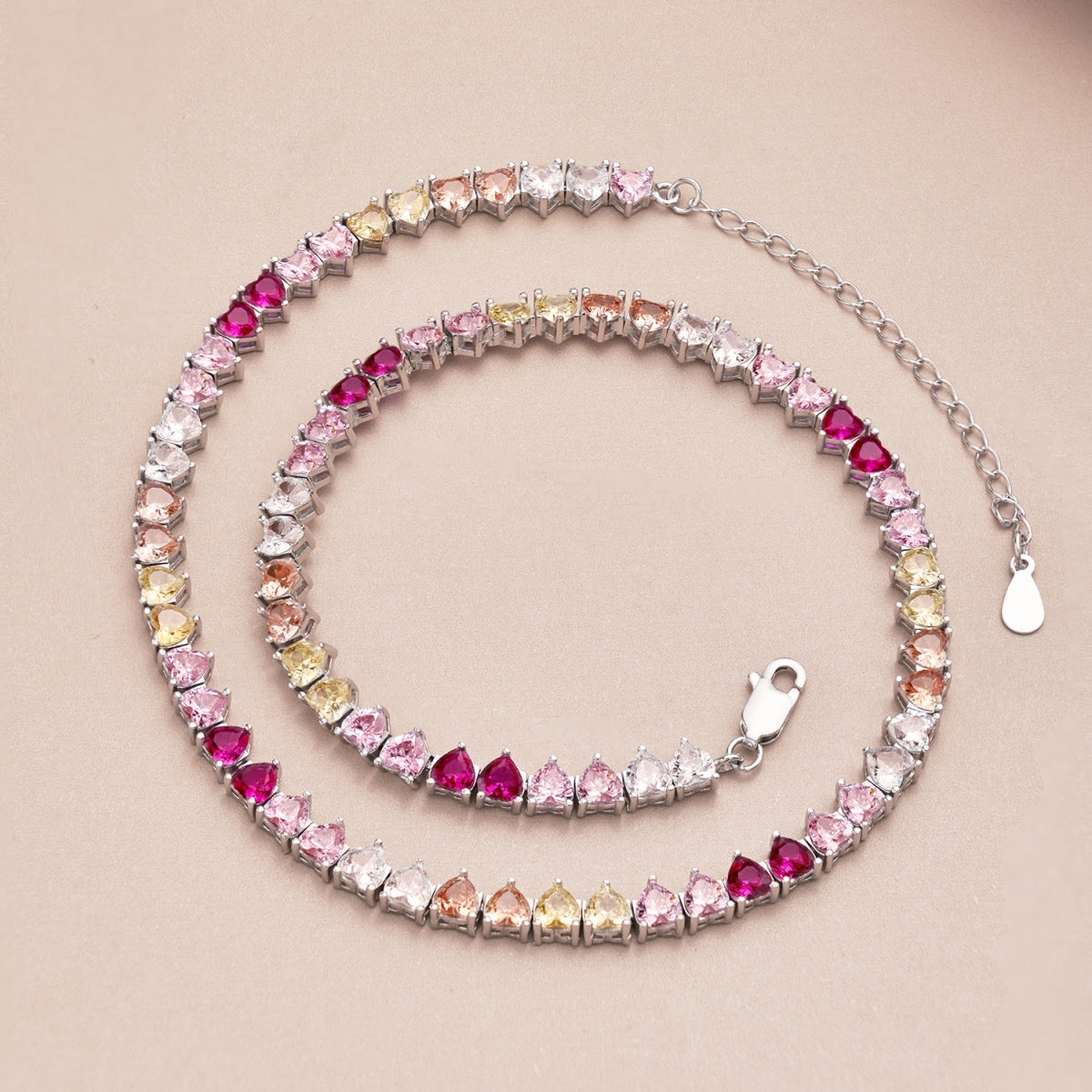 [Lumi Jewellery]Sparkling Colorful Full Heart Tennis Necklace