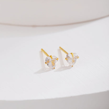 [Lumi Jewellery]Sparkling Heart Shaped Simple Earrings
