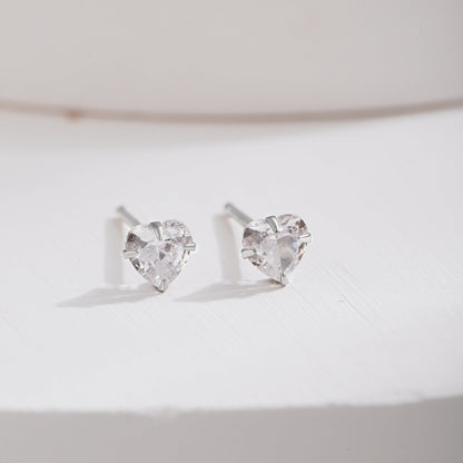 [Lumi Jewellery]Sparkling Heart Shaped Simple Earrings