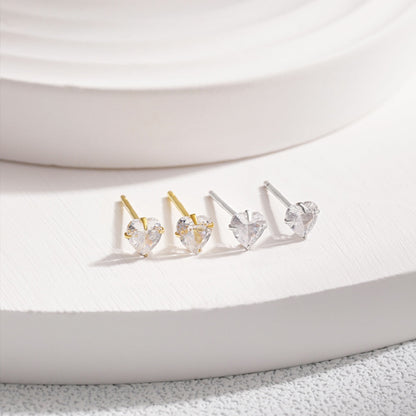 [Lumi Jewellery]Sparkling Heart Shaped Simple Earrings