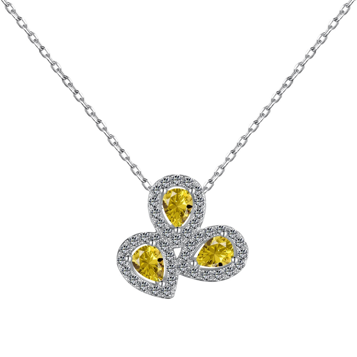 [Lumi Jewellery]Elegant Flower Shape Pear Cut Necklace