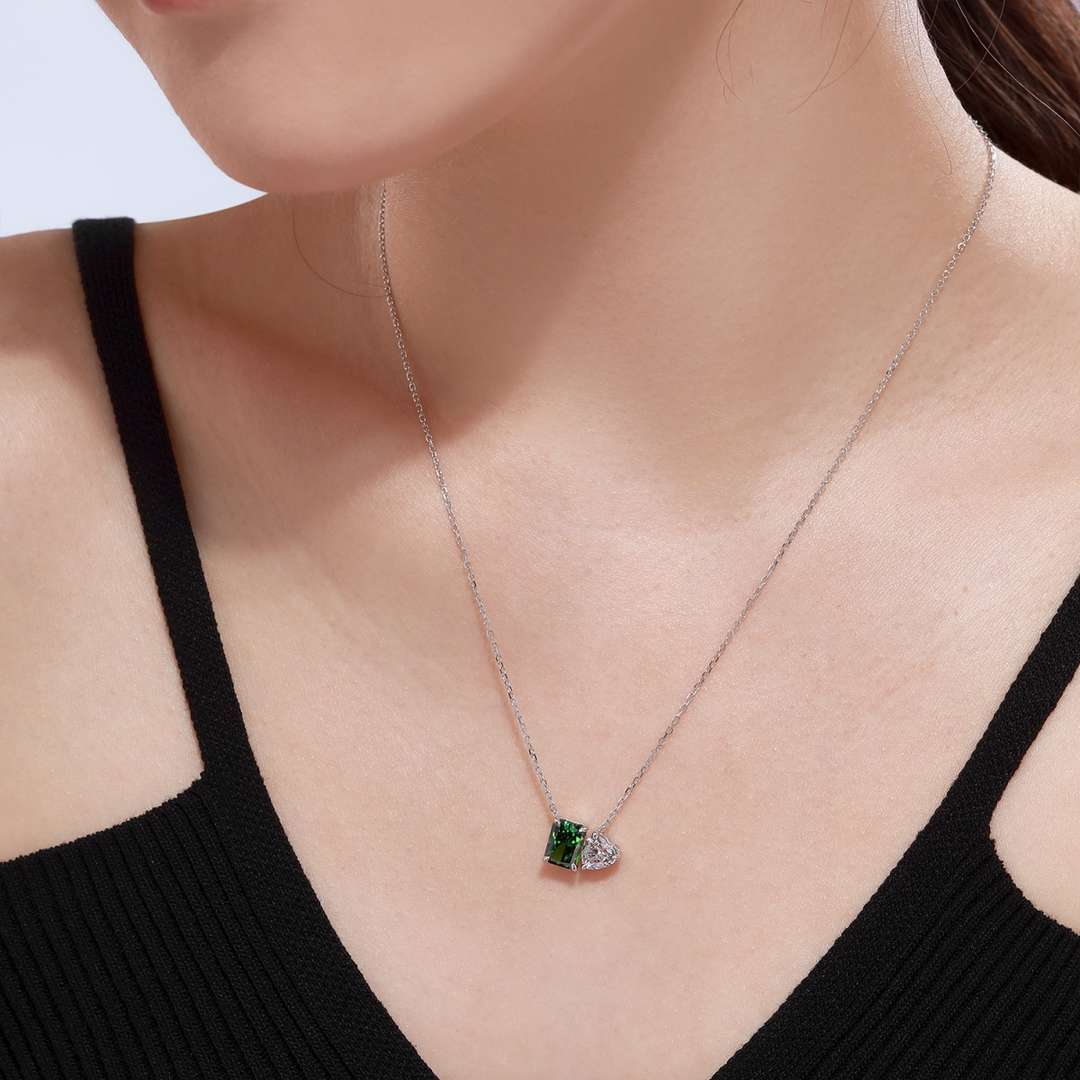 [Lumi Jewellery]Dazzling Square & Heart Shape Necklace