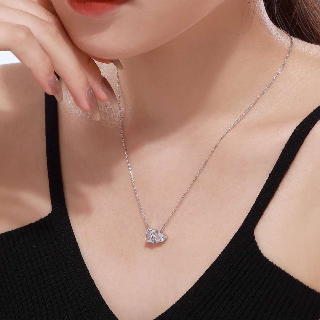 [Lumi Jewellery]Dazzling Square & Heart Shape Necklace