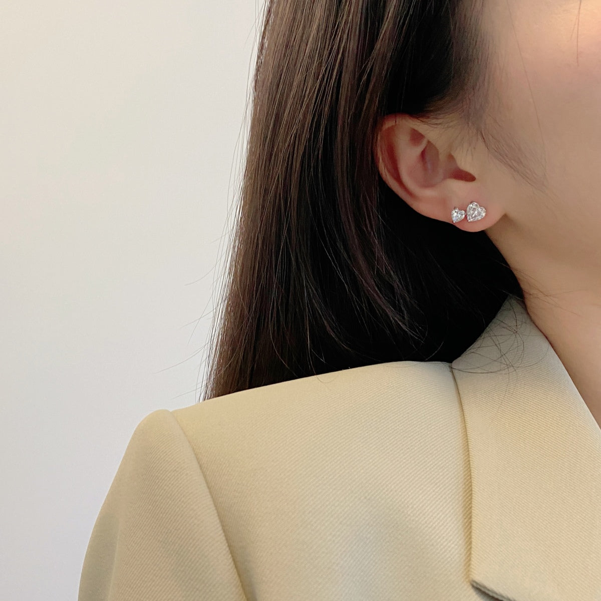 [Lumi Jewellery]Double Heart-Shape Classic Princess Style Earrings