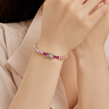[Lumi Jewellery]Luxurious Colorful Romantic Heart Shape Lover Bracelet