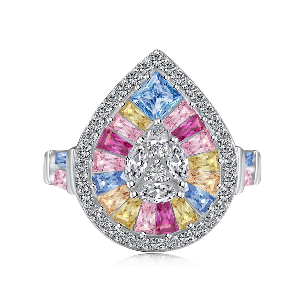 [Lumi Jewellery]Elegant Colorful Water Drop Shape Banquet Ring