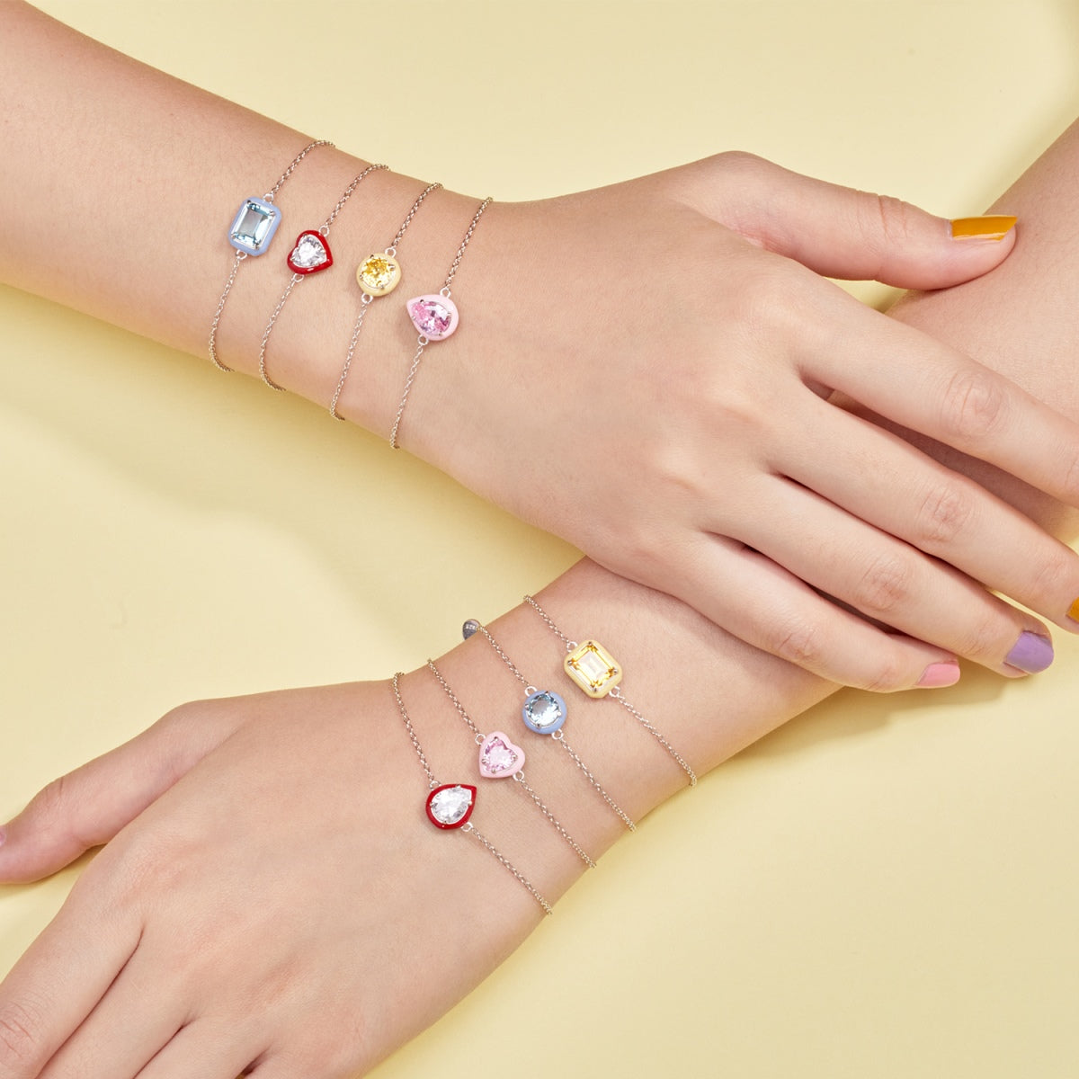 [Lumi Jewellery]2.0 Carat Sparkling Colorful Emerald Cut Daily Bracelet