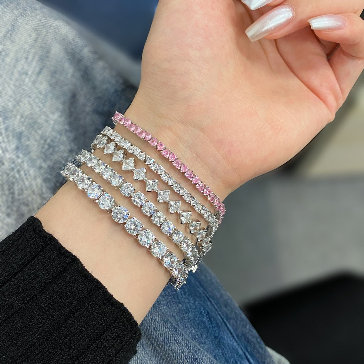 [Lumi Jewellery]0.5 Carat Ornate Princess Cut Daily Bracelet