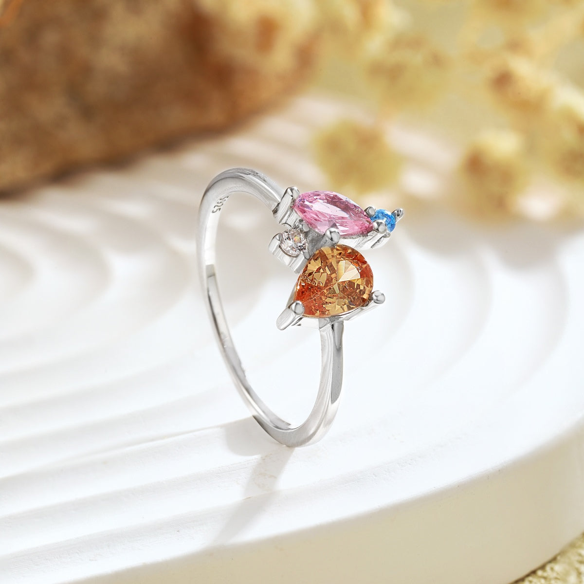 [Lumi Jewellery]Radiant Colorful Multi Cut Daily Ring