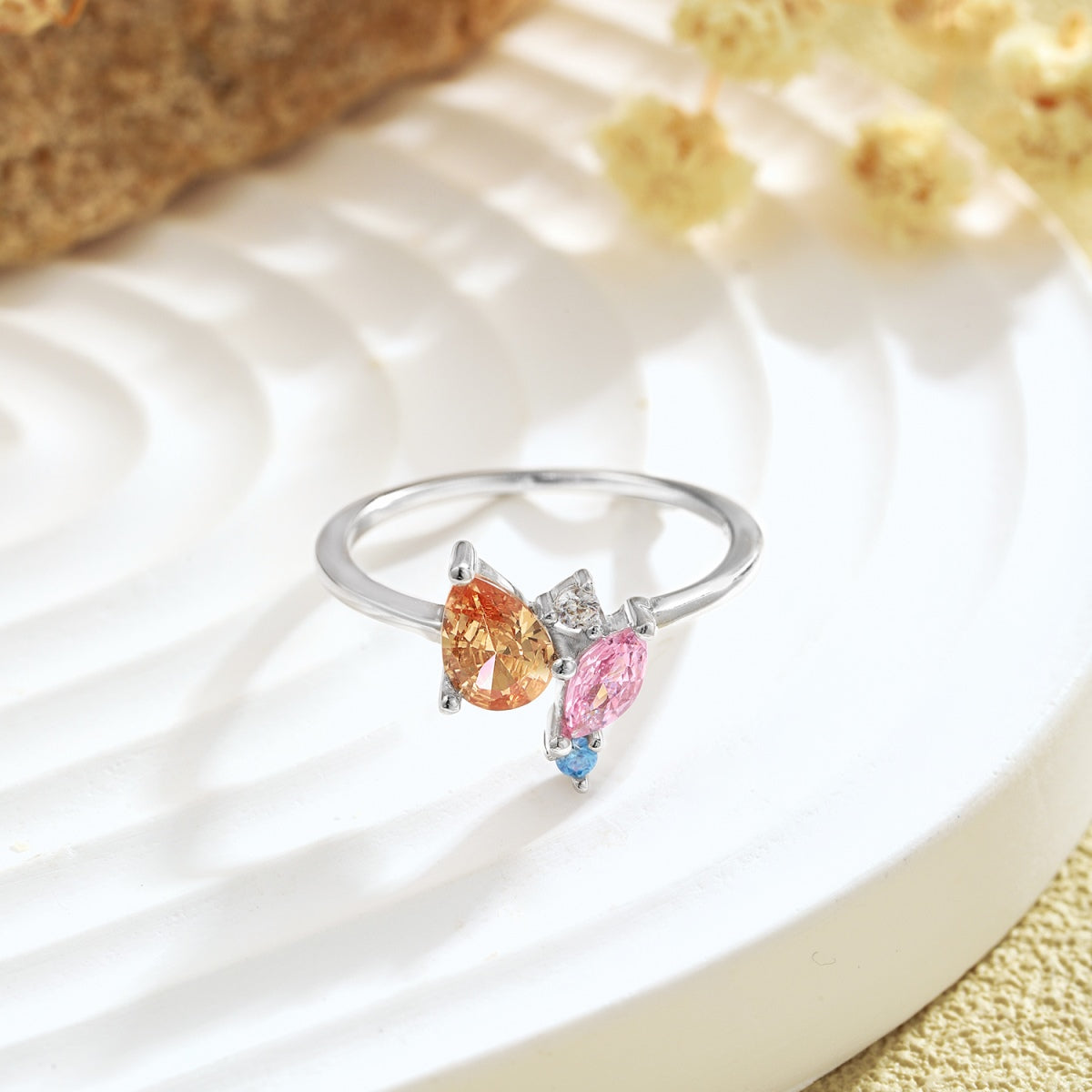 [Lumi Jewellery]Radiant Colorful Multi Cut Daily Ring