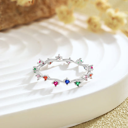 [Lumi Jewellery]Radiant Colorful Round Cut Daily Ring