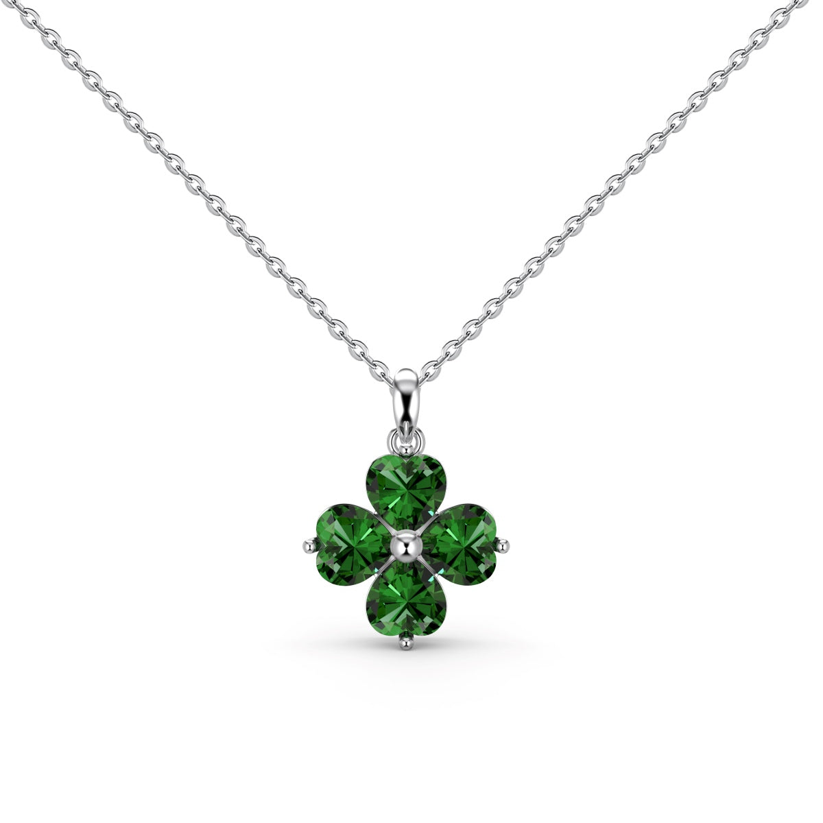 [Lumi Jewellery]Heart-Shaped Four-Leaf Clover Bead Necklace