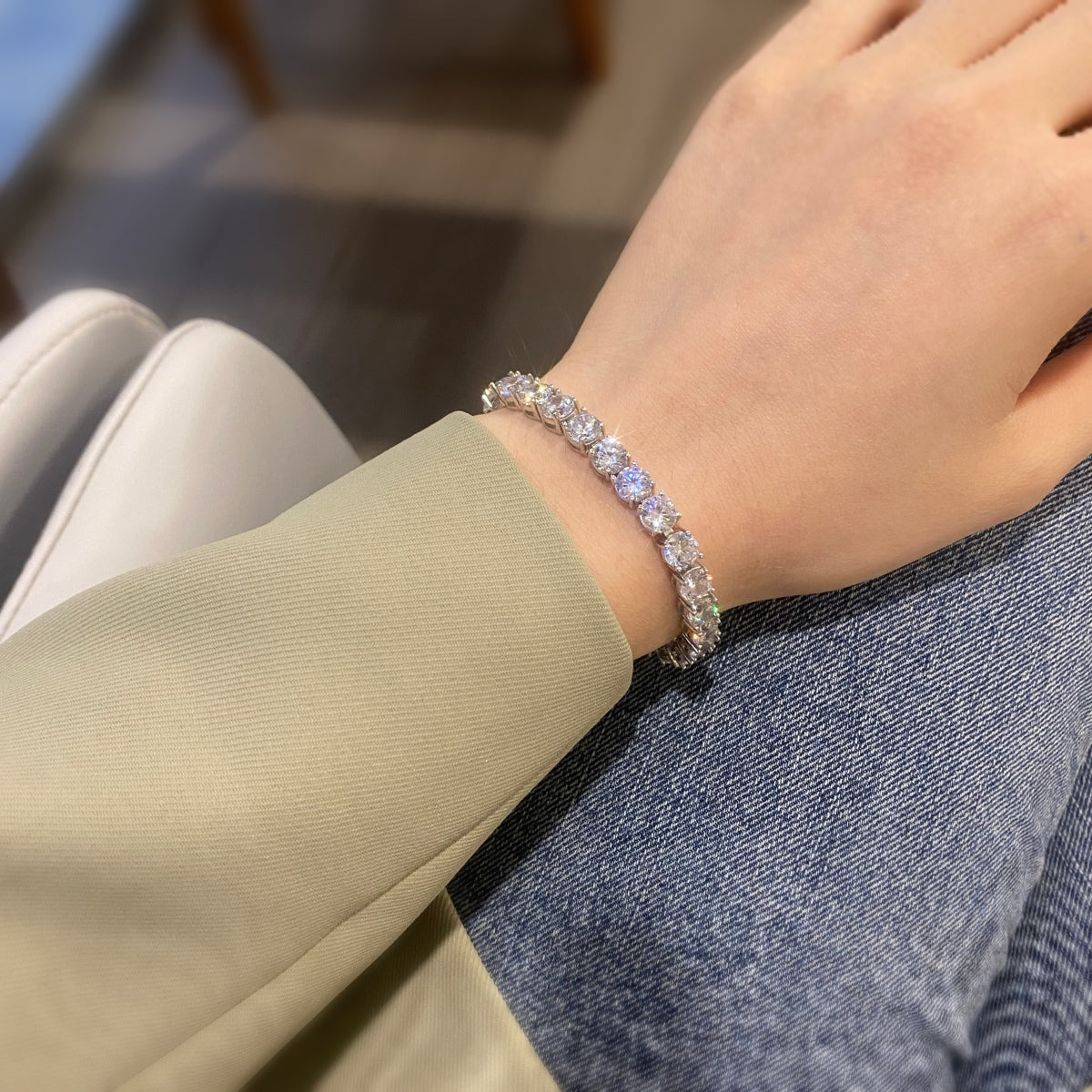 [Lumi Jewellery]0.75 Carat Dazzling Round Cut Wedding Bracelet