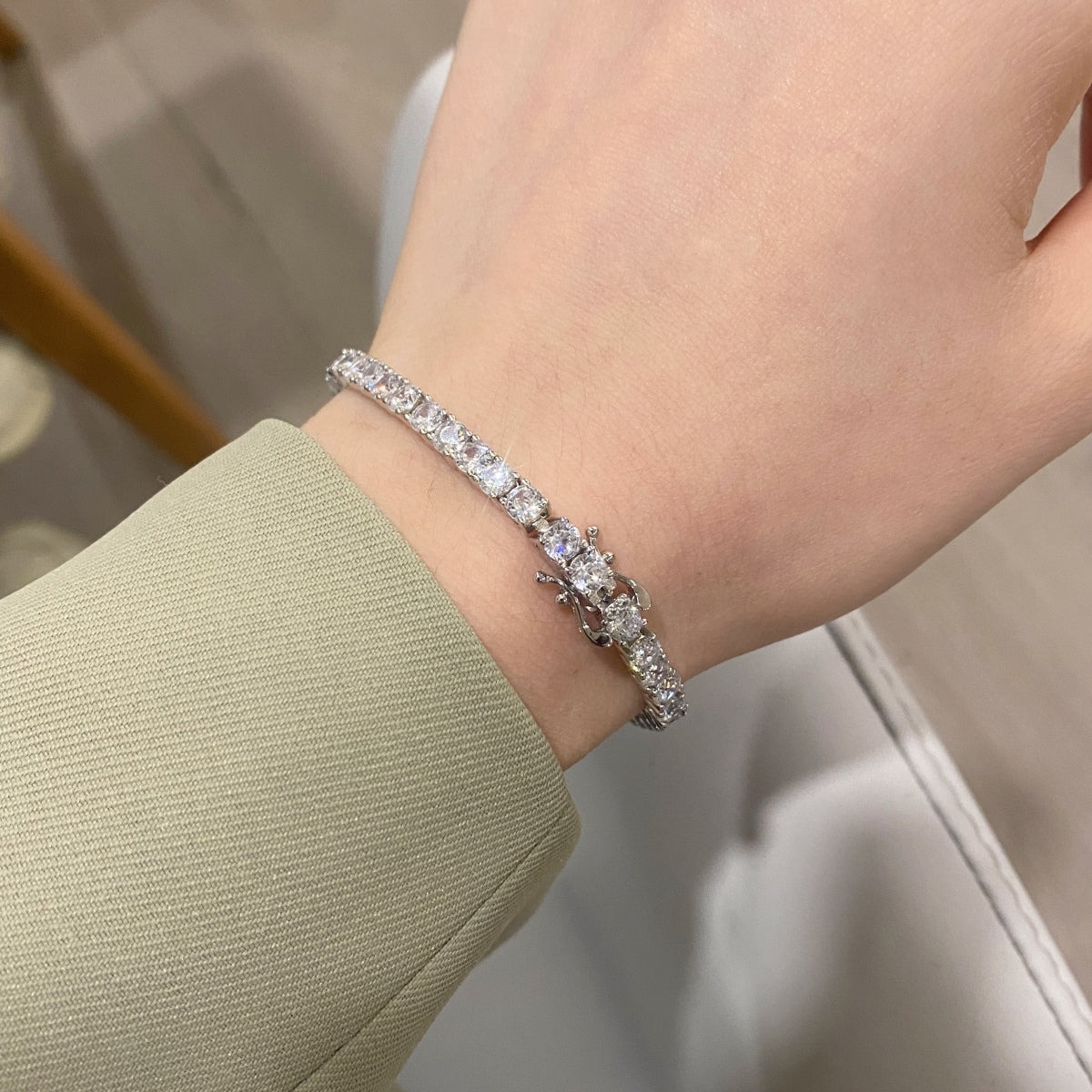 [Lumi Jewellery]Luxurious Ornate Round Cut Tennis Bracelet
