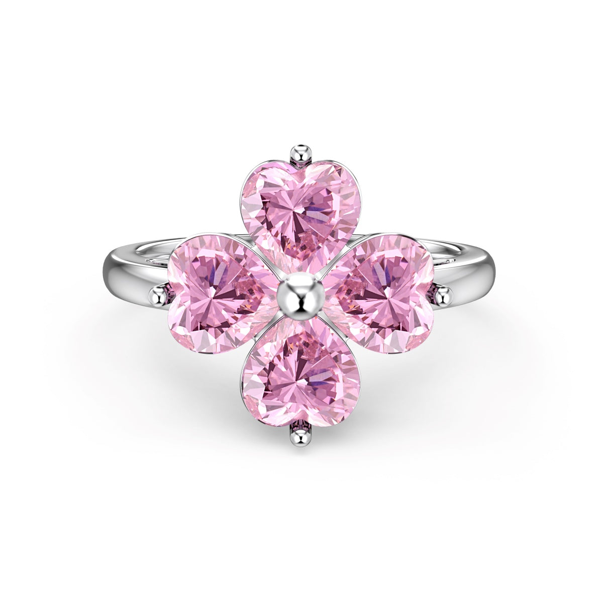[Lumi Jewellery]Heart-shaped Four-Leaf Clover Ball Ring