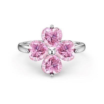 [Lumi Jewellery]Heart-shaped Four-Leaf Clover Ball Ring
