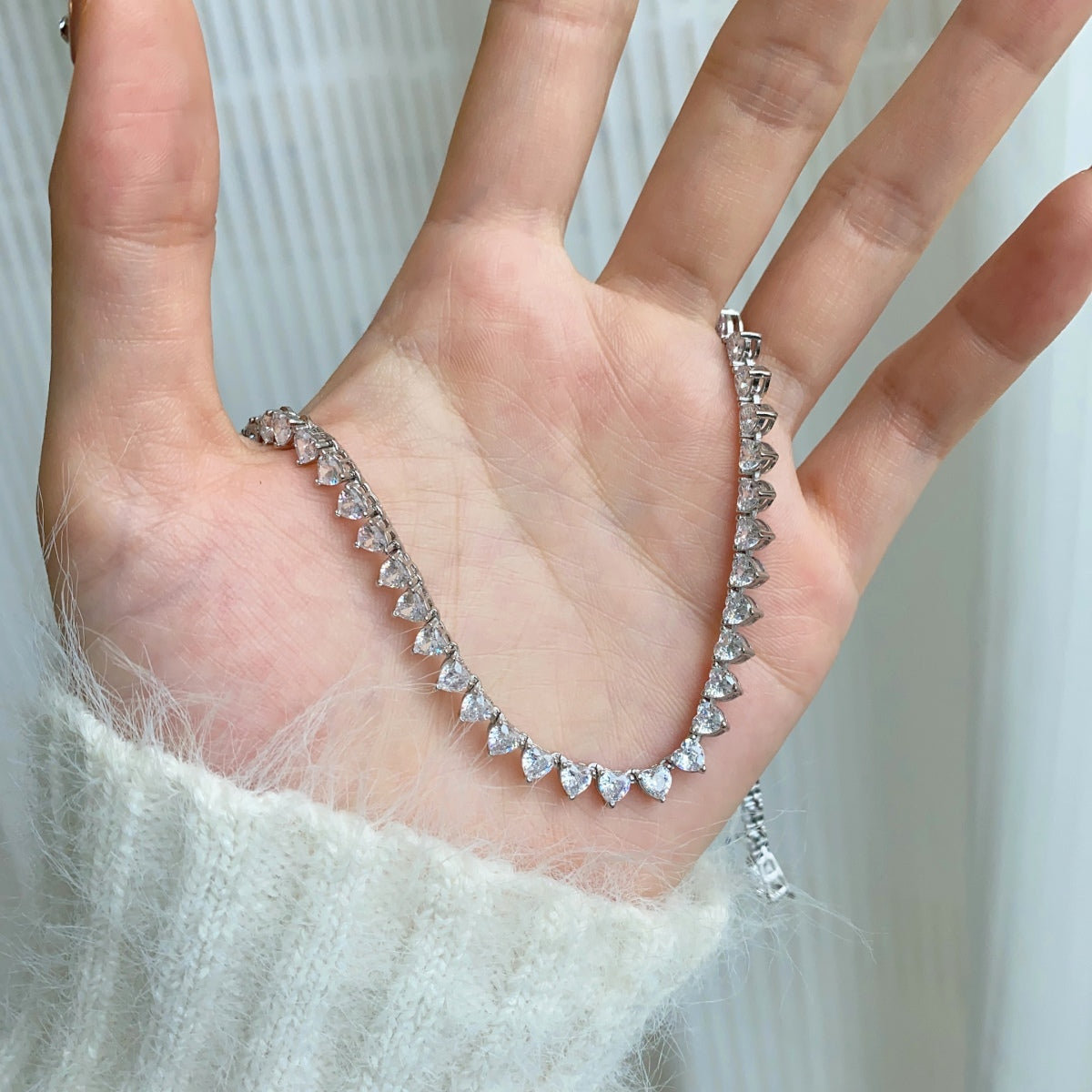[Lumi Jewellery]Ornate Heart Cut Tennis Necklace