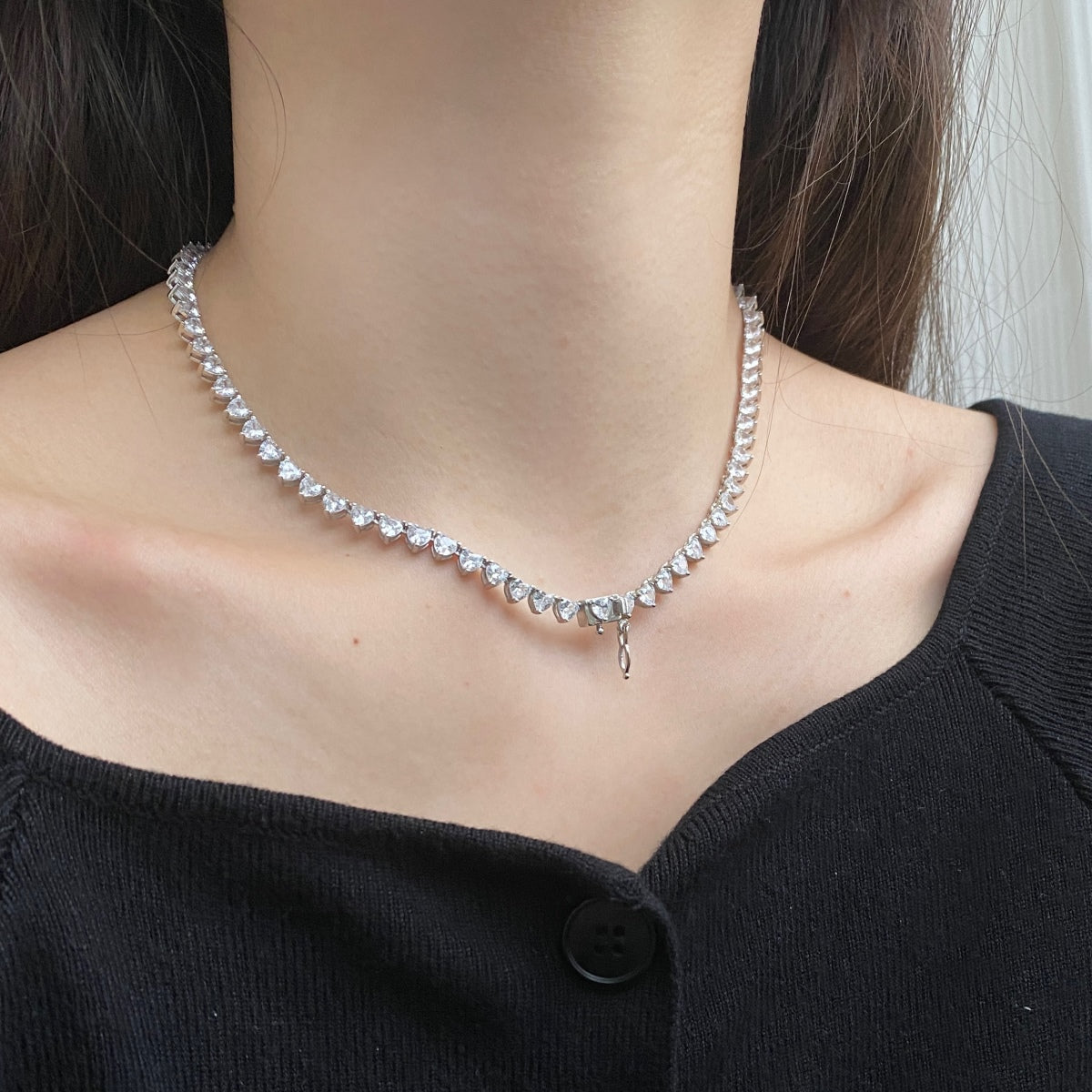 [Lumi Jewellery]Ornate Heart Cut Tennis Necklace