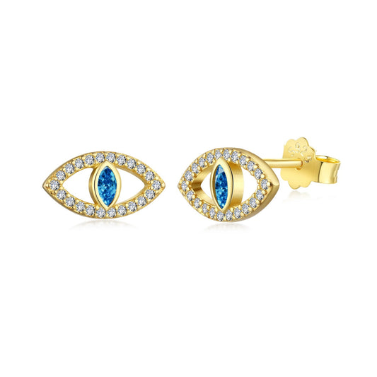 [Lumi Jewellery]Blue Devil Eyes Hollow Stud Earrings