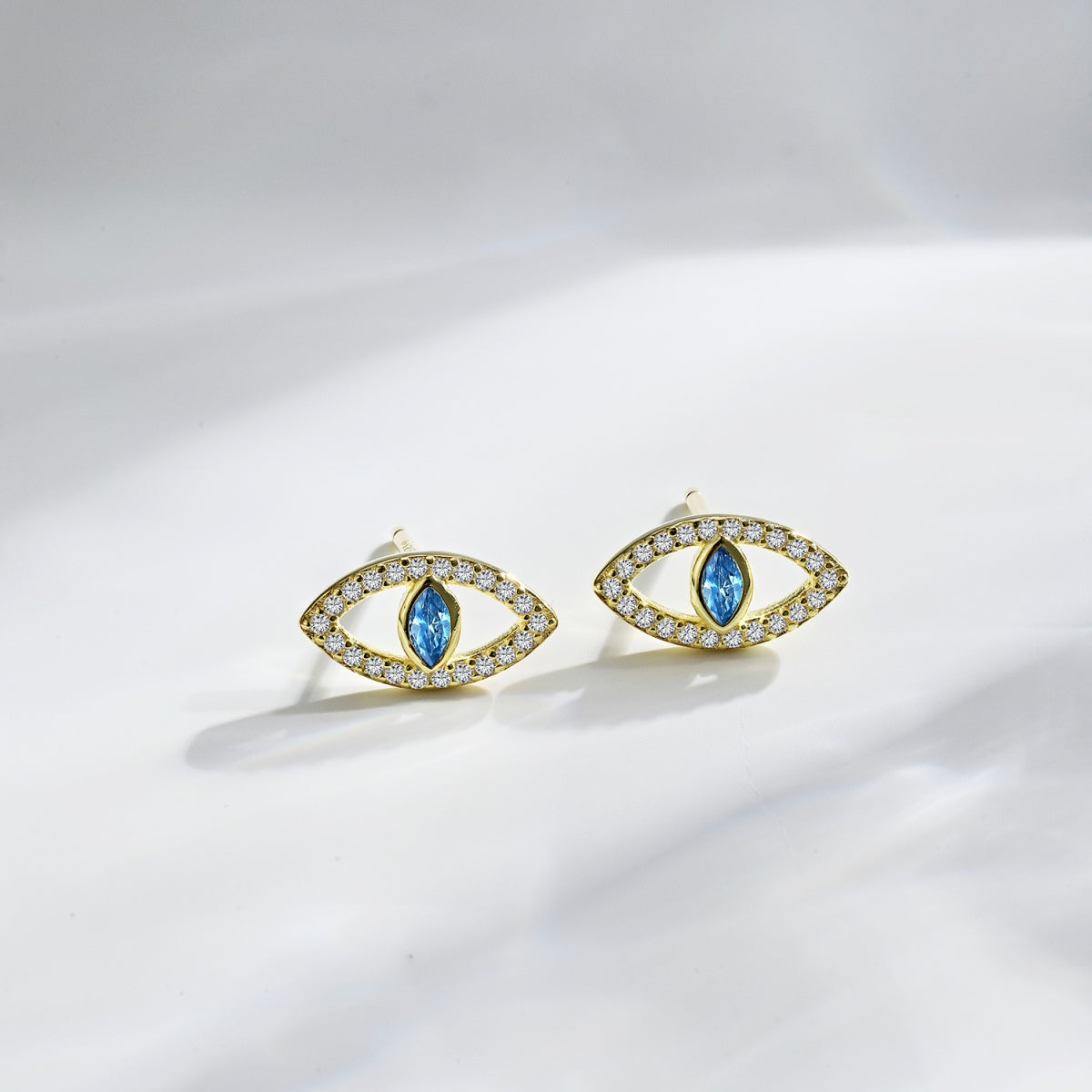 [Lumi Jewellery]Blue Devil Eyes Hollow Stud Earrings