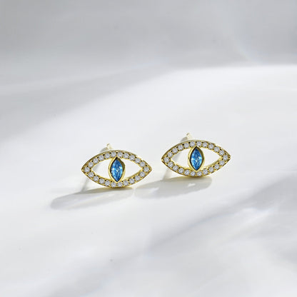 [Lumi Jewellery]Blue Devil Eyes Hollow Stud Earrings