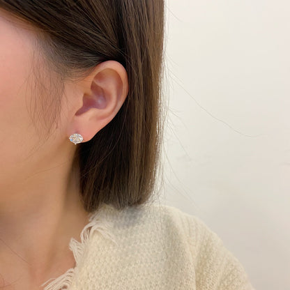 [Lumi Jewellery]Stylish Shiny Round Center Stone Stud Earrings