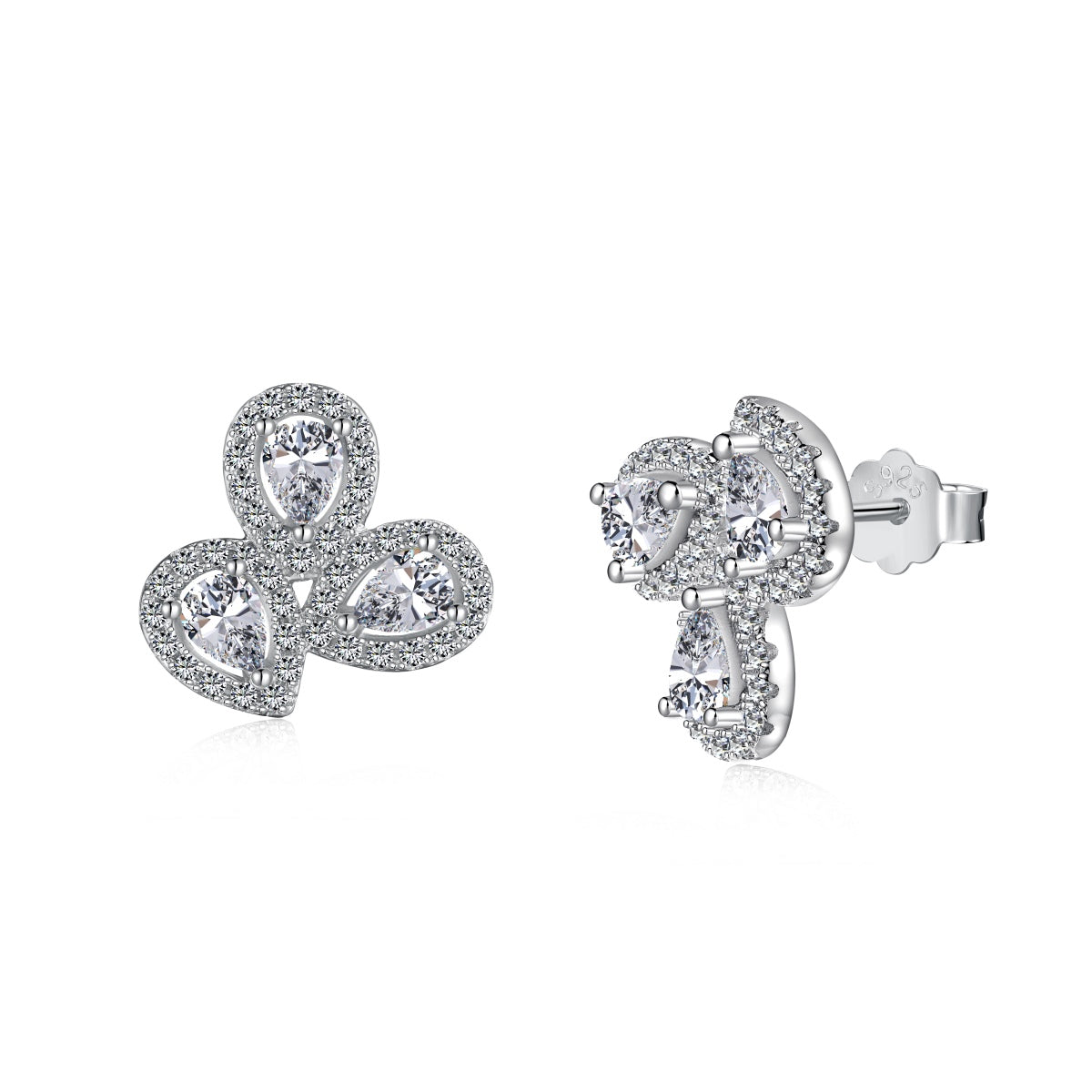 [Lumi Jewellery]Ornate Flower Shape Pear Cut Lover Earrings