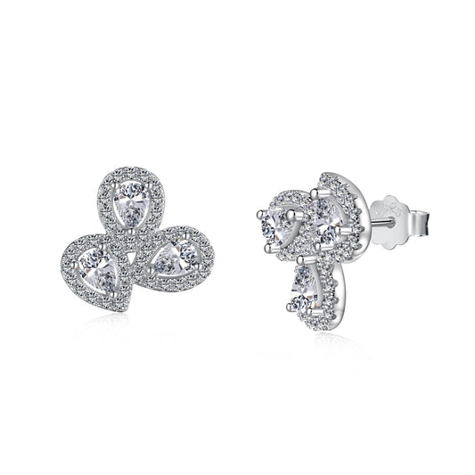 [Lumi Jewellery]Ornate Flower Shape Pear Cut Lover Earrings