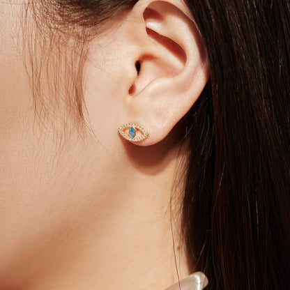 [Lumi Jewellery]Blue Devil Eyes Hollow Stud Earrings