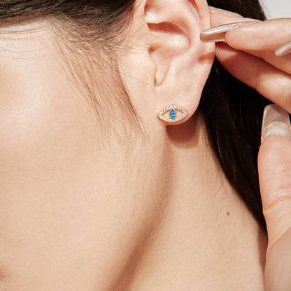 [Lumi Jewellery]Blue Devil Eyes Hollow Stud Earrings