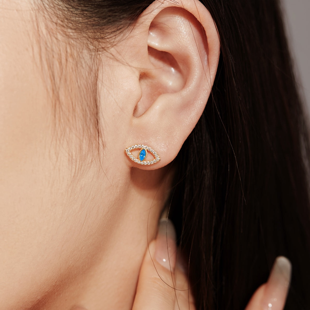 [Lumi Jewellery]Blue Devil Eyes Hollow Stud Earrings