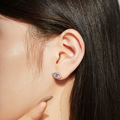[Lumi Jewellery]Blue Devil Eyes Hollow Stud Earrings
