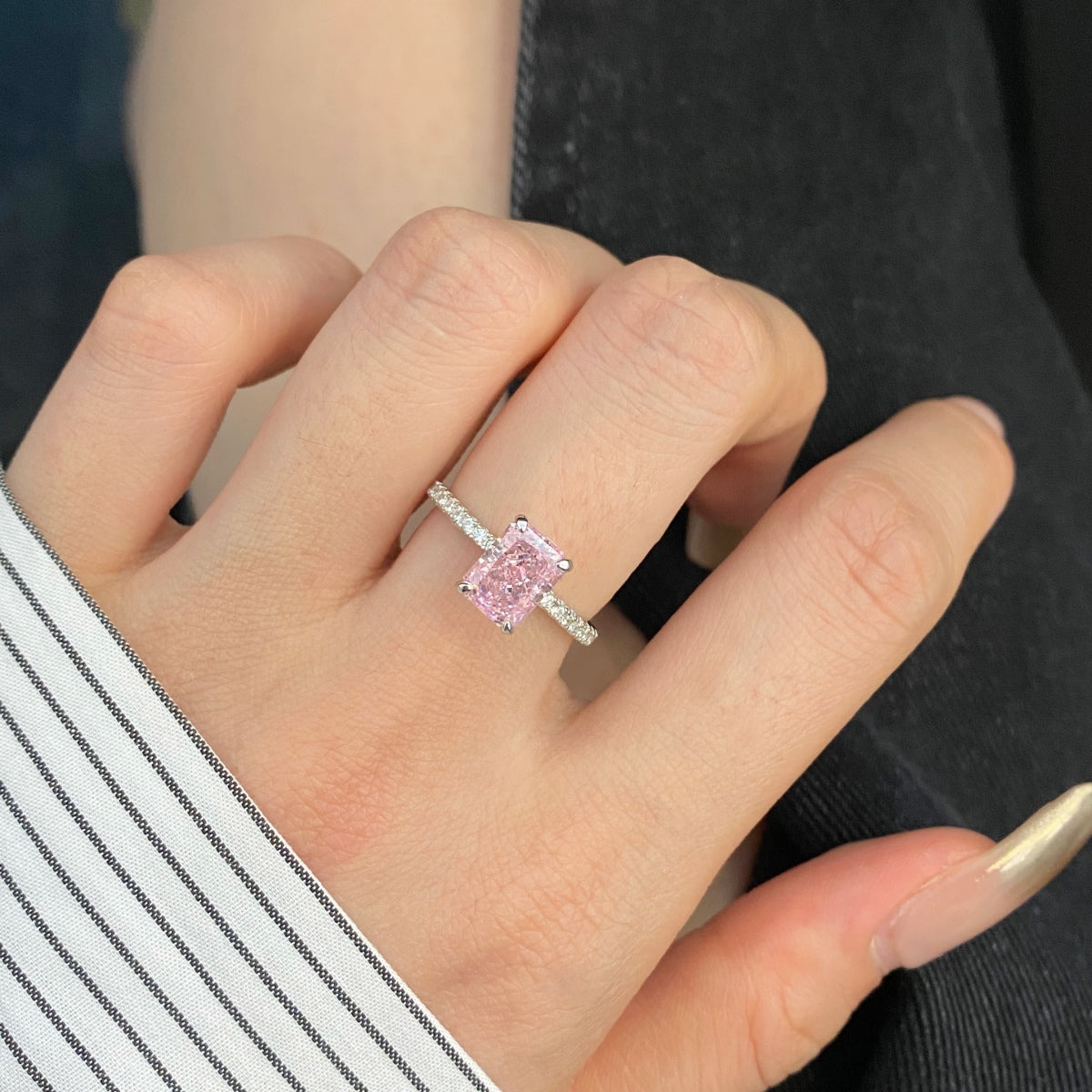 [Lumi Jewellery]2.0 Carat Dazzling Sparkling Radiant Cut Party Ring