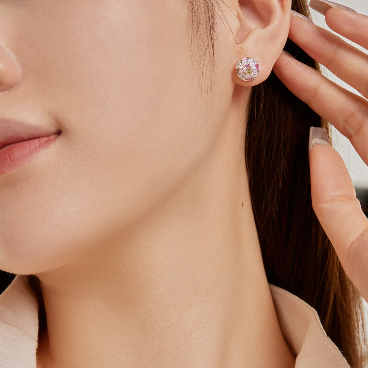 [Lumi Jewellery]Ornate Colorful Octagon Shape Daily Earrings