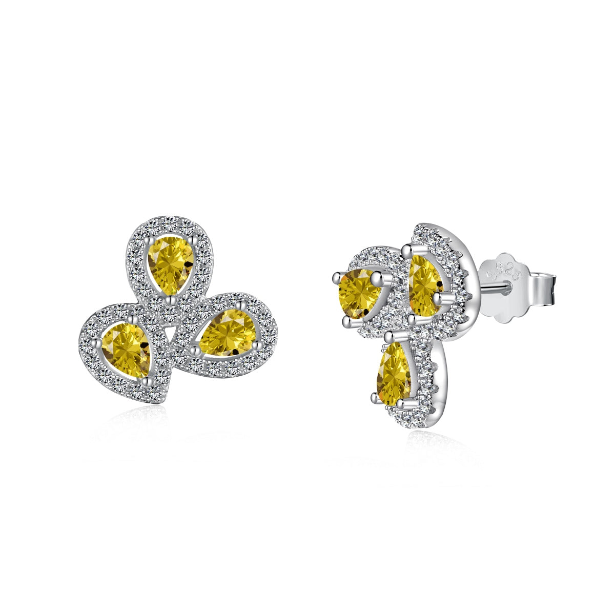 [Lumi Jewellery]Ornate Flower Shape Pear Cut Lover Earrings