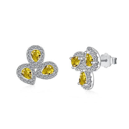 [Lumi Jewellery]Ornate Flower Shape Pear Cut Lover Earrings