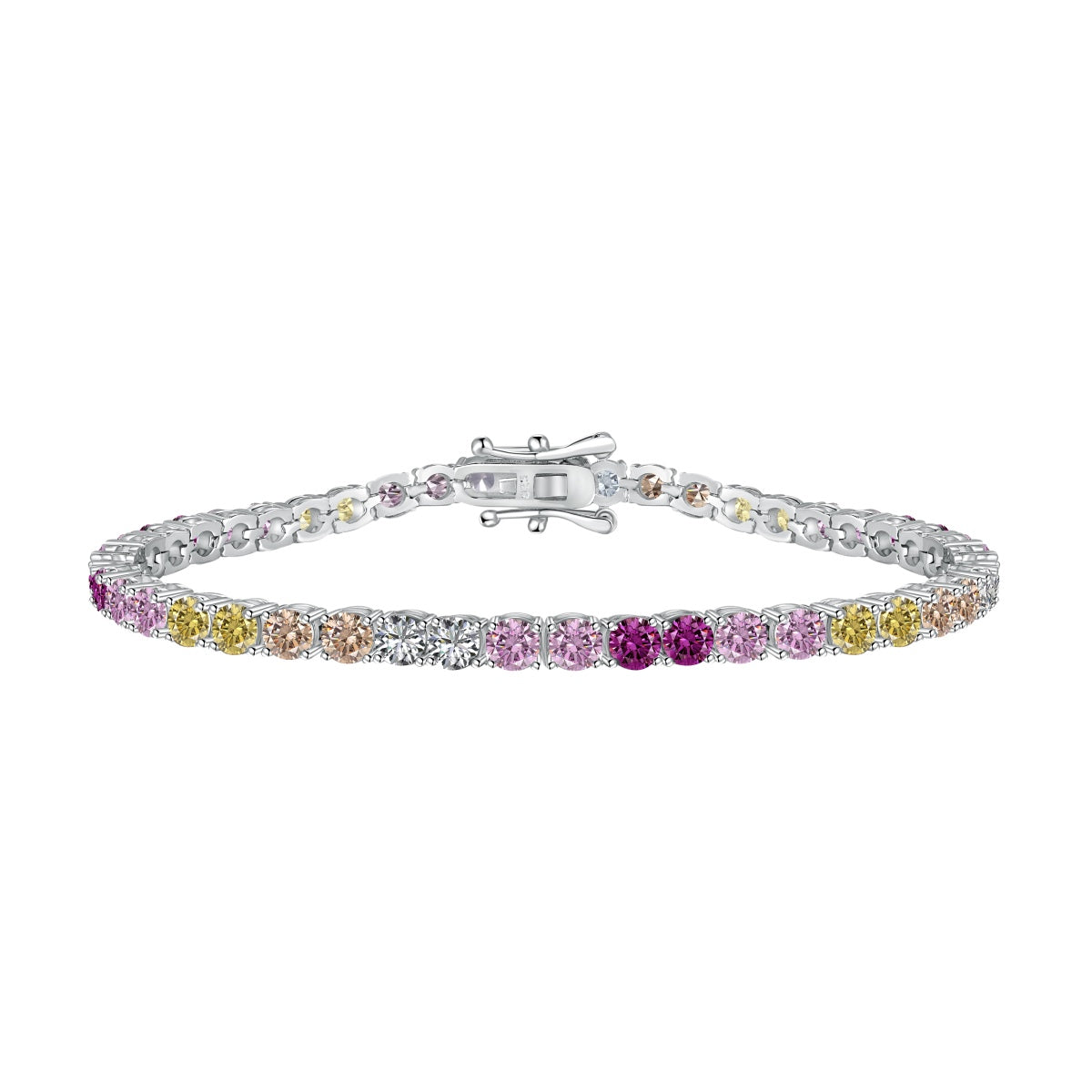 [Lumi Jewellery]Radiant Colorful Round Cut Tennis Bracelet