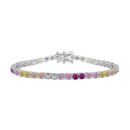 [Lumi Jewellery]Radiant Colorful Round Cut Tennis Bracelet