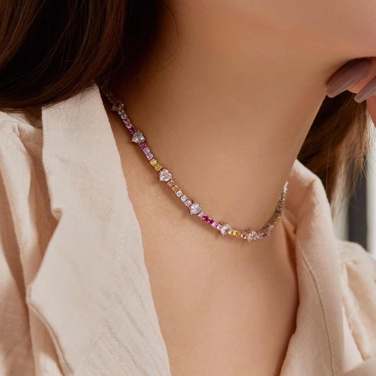 [Lumi Jewellery]Delicate Colorful Rainbow Tennis Chain