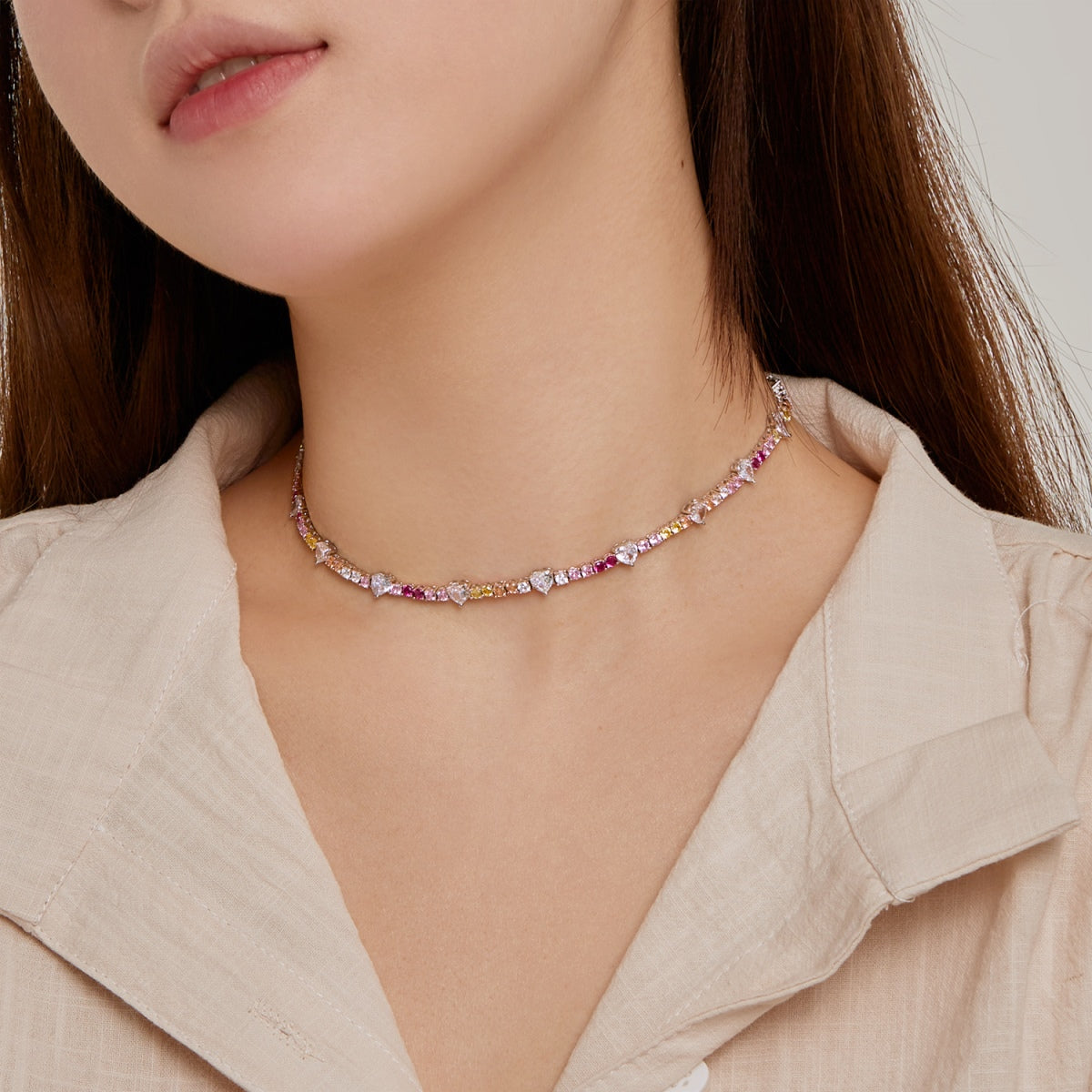 [Lumi Jewellery]Delicate Colorful Rainbow Tennis Chain